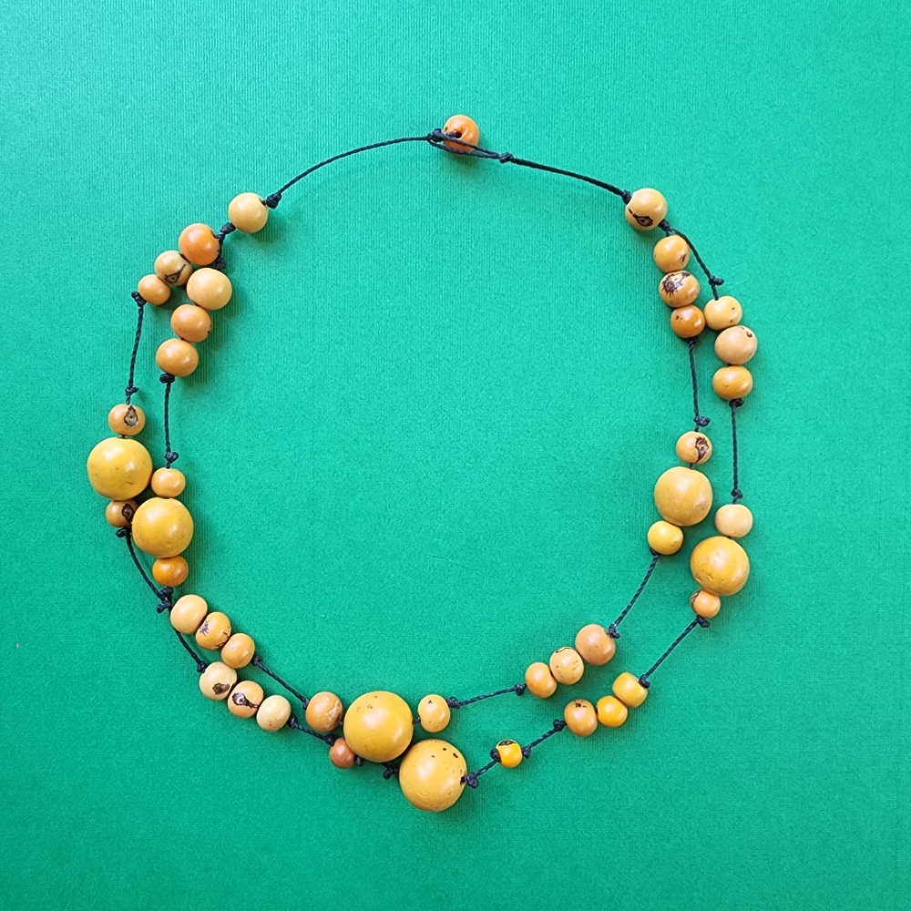 Vintage Tagua Short Collar Necklace - Handmade in Ecuador. Colorful Hippie Boho